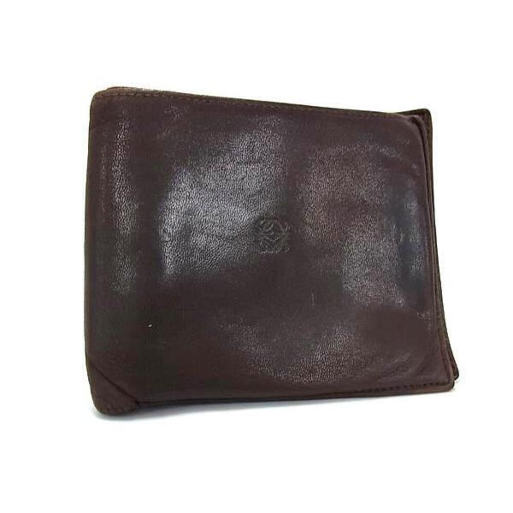 LOEWE Anagram Nappa Leather Bi fold Wallet Billfold Card Holder Brown